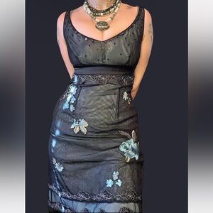 Adrianna Papell Whimsygoth Embroidered / Beaded Mini Dress